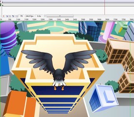 大鹏飞过建筑大厦6秒动画