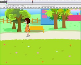 小女孩沿着道路上行走10秒