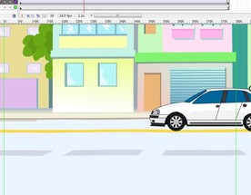 白色汽车快速经过街道4秒