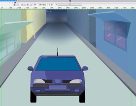 蓝色汽车迎面而来6秒动画