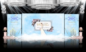 蓝色大理石纹主题婚礼舞台效果图