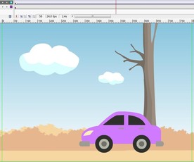 紫色汽车在路边行驶而过6秒