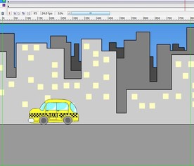 出租车经过城市动画6秒