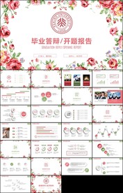 红色花朵毕业论文答辩开题报告