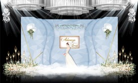 蓝色大理石主题婚礼舞台效果图