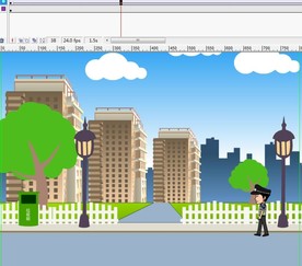 交警在道路上面行走9秒