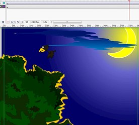 乌鸦在月亮下大树上飞过5秒