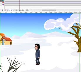 雪地上行走着的西装人物10秒