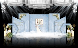 蓝色大理石主题婚礼舞台效果图