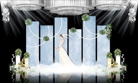 蓝色大理石主题婚礼舞台效果图