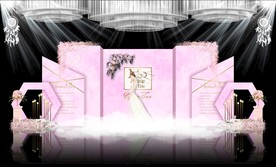 粉色大理石婚礼主题舞台效果图