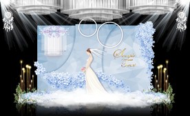 蓝色大理石主题婚礼舞台效果图