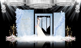 蓝色大理石主题婚礼舞台效果图
