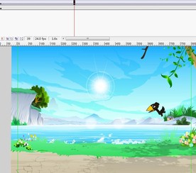 乌鸦飞过广阔的河道6秒