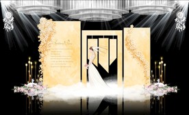 香槟色大理石主题婚礼舞台效果图