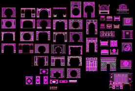 中式花隔隔断素材