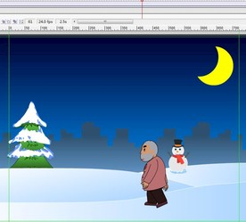 冬天人物走过外面有雪人6秒