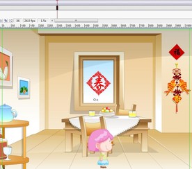 小女孩在房子里面走过6秒动画