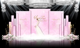 粉色大理石主题婚礼舞台效果图