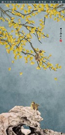 银杏花鸟 装饰画 工笔花鸟