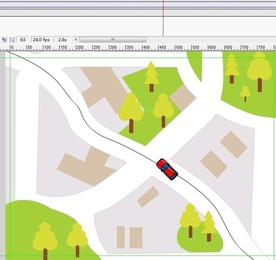 红色汽车在地图上面行驶6秒