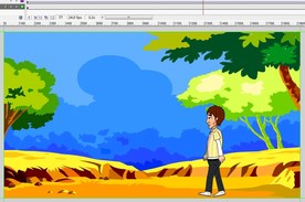 男子在山林里面徒步行走10秒