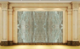 高清流水生财大理石纹电视背景墙