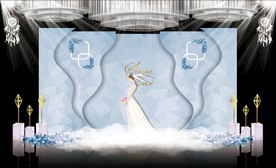 蓝色大理石主题婚礼舞台效果图