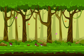 森林树林卡通插画背景墙