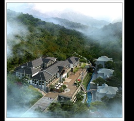 度假区别墅景观设计效果图