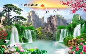 流水生财背景墙