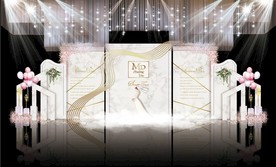 白粉色大理石主题婚礼舞台效果图