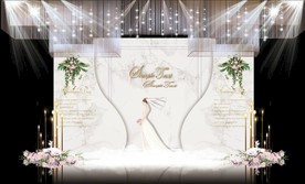 白粉色大理石主题婚礼舞台效果图