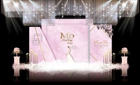 粉色大理石主题婚礼舞台效果图