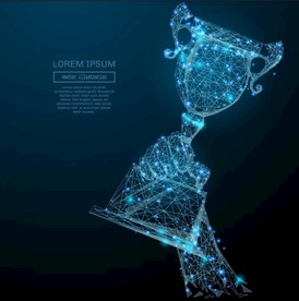 手中的冠军杯奖杯矢量粒子科技