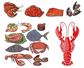 矢量海鲜美食系列
