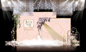 粉色大理石主题婚礼舞台效果图