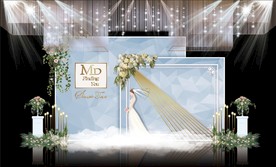 蓝色大理石主题婚礼舞台效果图