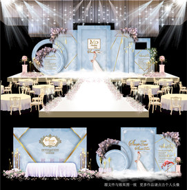 蓝色大理石主题婚礼舞台效果图