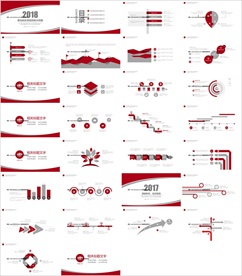 18红色年终总结通用PPT