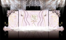 粉色大理石主题婚礼舞台效果图