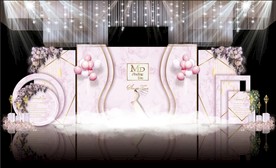 粉色大理石主题婚礼舞台效果图