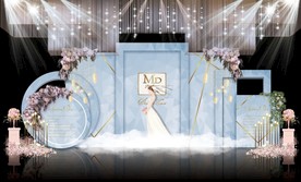 蓝色婚礼主题舞台效果图