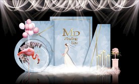 蓝色大理石主题婚礼舞台效果图