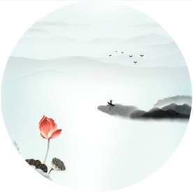 江南水乡 水墨画 源分层