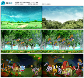 小鸟飞过城市森林 舞台背景视频