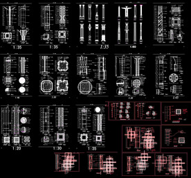 CAD柱子装饰剖面大样图集