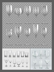 矢量玻璃杯透明设计系列