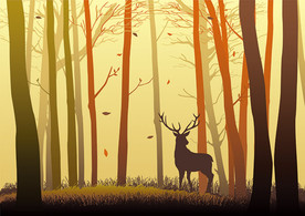 北欧森林插画背景墙