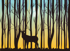 北欧森林插画背景墙